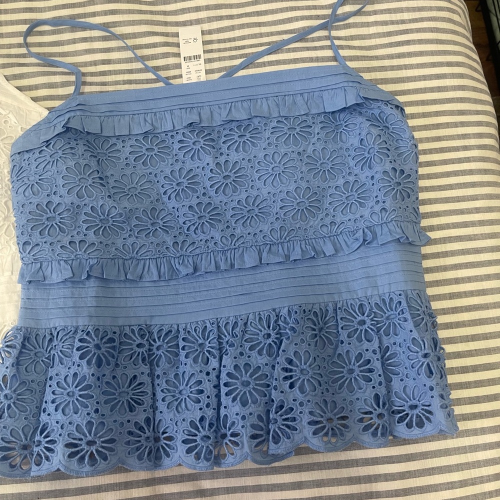 J. Crew Light Eyelet Ruffle Camisole